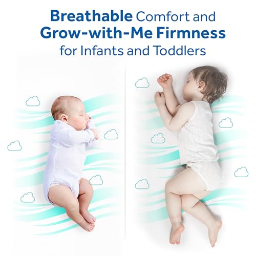Image of Sealy Baby Infant & Toddler Crib Mattress - DuoBreathe 2 Stage Waterproof and Breathable, Non Toxic, GREENGUARD Gold Certified, Made in USA, 52x28