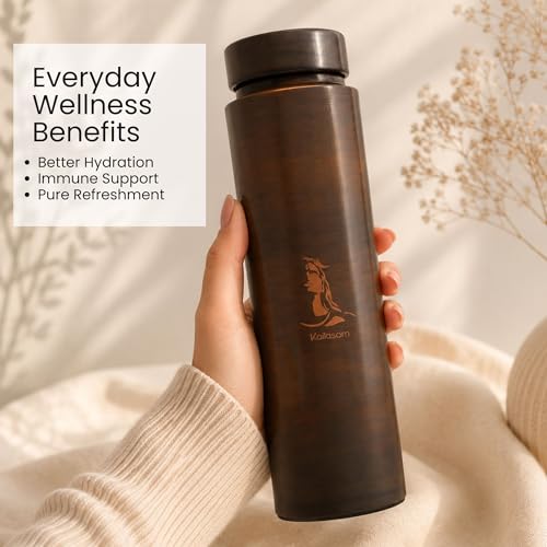 Image of Pure Copper Water Bottle 850ml | Handcrafted Ayurvedic Copper Bottle | Premium Yoga-Inspired Wellness Gift | BPA Free Copper Bottle for Daily Use