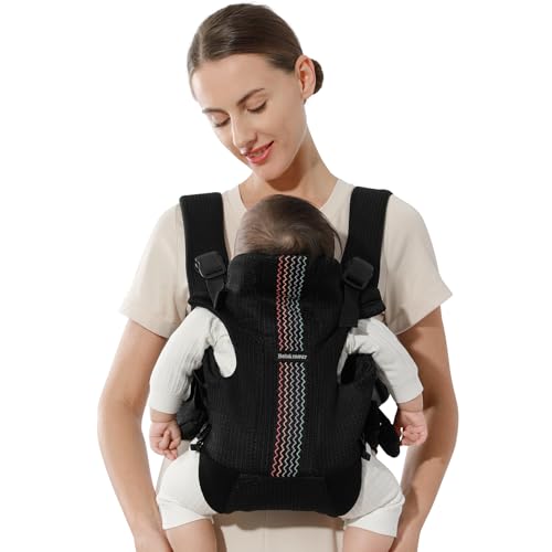 Bebamour Baby Carrier Front and Back Baby Carrier with 2 Shoulder Bibs, Black Pro