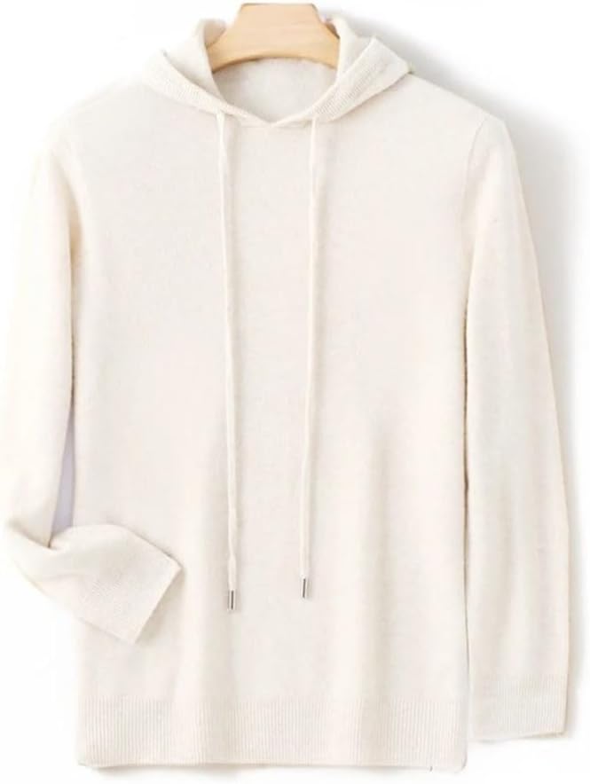 Men Fall Winter Fleece Hoodie Wool Knitted Sweater Casual Warm Long Sleeve Cotton Blend Tops