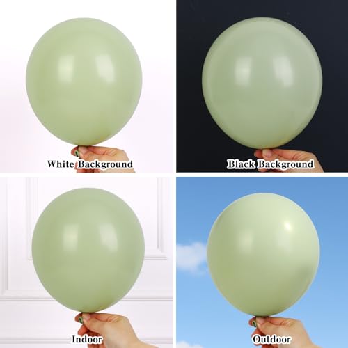Image of RUBFAC 135pcs Dusty Green Balloons Different Sizes Pack of 18 12 10 5 Inch, Latex Boho Sage Green Balloon Garland Arch Kit for Wedding Dinosaur Jungle Safari Birthday Party Decorations