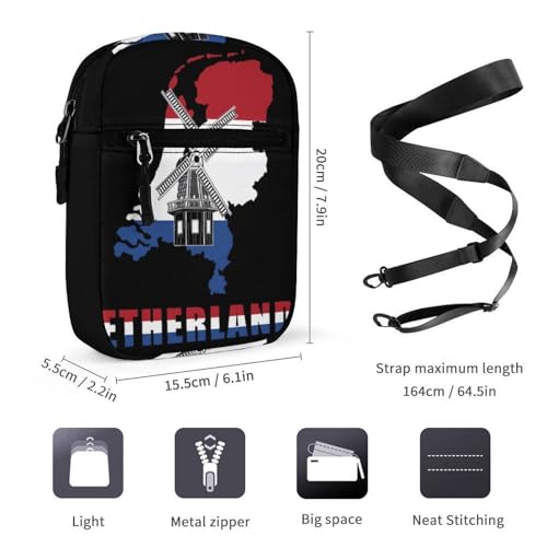 Netherlands Map Flag with Windmill Women's Cute Small Mini Crossbody Bag Top Zip Sling Square Shoulder Bags2