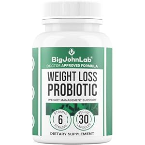 BIGJOHNLAB® – Probiotics for Weight Management & Bloating – 6 Probiotic Strains – Prebiotics – Key Ingredient Cayenne & Green Tea – Supports Gut Health – Weight Management for Women & Men – 30 CT