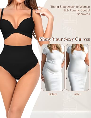 Image of Sarin Mathews Tummy Control Thong Shapewear for Women High Waisted Cotton Body Shaper Panties Underwears