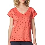 N'attendez plus pour commander ce T-shirt femme TBS ! - Manches courtes - Col V - Coloris : Corail - Imprimé - Composition : 100% Coton