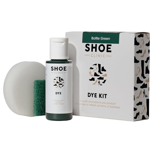 Shoe Clinic Shoe Dye Kit (Bottle Green) - Restores The Colour of Leather, Fabric, Satin, and Canvas Footwear | Complete Shoe Dye Kit
