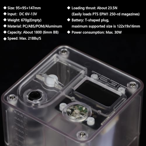 T238 Elektrischer BB-Speedloader PRO Edition – Smarter automatischer Airsoft-Magazinlader, 21 BBS/s Hochgeschwindigkeit, OLED-Display, 1800 Schuss Kapazität, Blockierschutz inkl. 4 Adapter