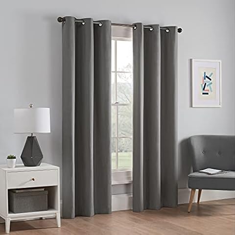 Eclipse Microfiber Total Privacy Blackout Thermal Grommet Window Curtain for Bedroom (1 Panel), 42 in x 84 in, Smoke Cover