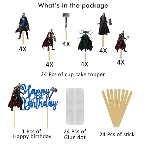 Kit de décoration d'anniversaire Thor avec guirlande et accessoires de table - 2