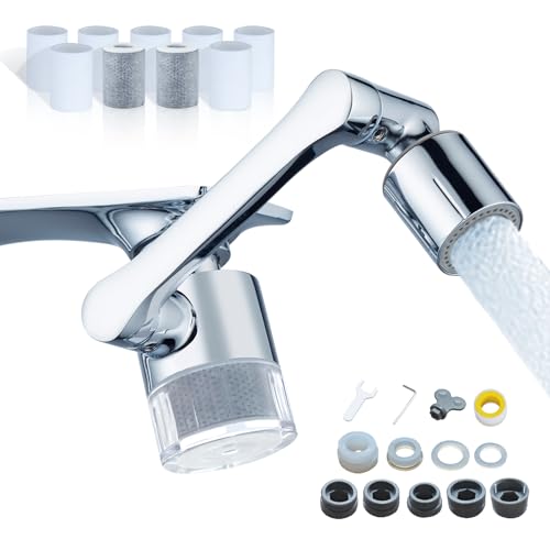 Top 10 Best Bathroom Faucet Filter Reviews and Buying Guide 8 ATQ Water Filter for Sink Faucet Extender Aerator, Reduce Chlorine 1080° Rotating 2 Modes Spray Attachment for kitchen/Bathroom/Toddlers, 9pcs Filter (Aerator1080)