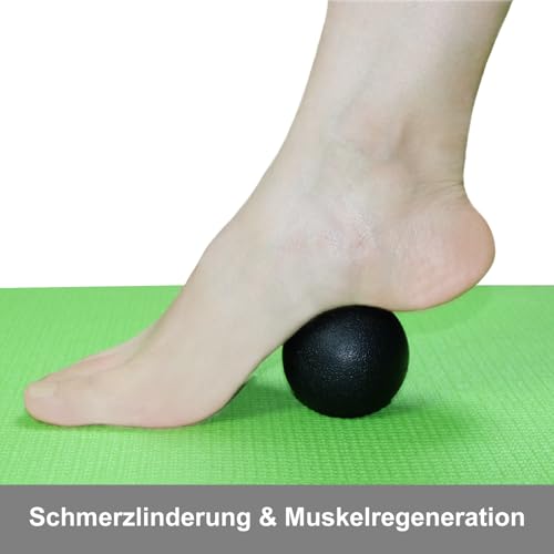 Massageball Faszienball Hart in Lacrosse Ball Größe für Rücken Beine Füße Hände. Triggerpunktball für Tiefengewebsmassage Myofasziale Muskel Entspannung Plantarfasziitis Yoga Pilates 2 Stück (Schwarz)