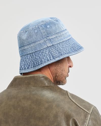 Image of Zylioo Oversized Denim Bucket Hat, XXL XL L M Fisherman Sun Hat with Chin Cord, Washed Jean Packable Summer Travel Hat