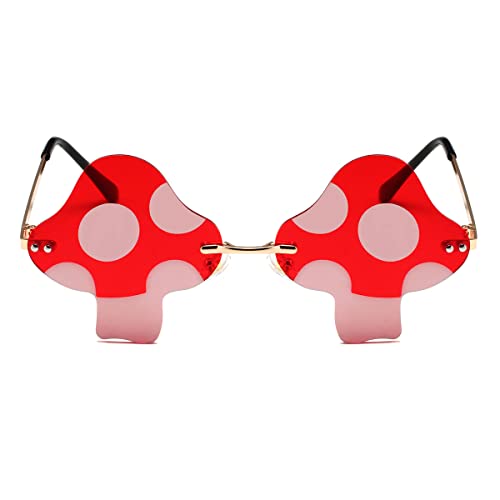 JOVAKIT Mushroom Shaped Sunglasses for Women Men Vintage Rimless Sun Glasses Retro rave Party Halloween Eyeglasses2