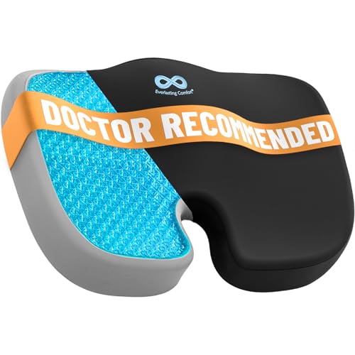 Everlasting Comfort Doctor Recommended Memory Foam Seat Cushion for Office Chairs & Car Seat - Ergonomic Office Desk Accessories for Tailbone Pain Relief, Sciatica & Back Support
