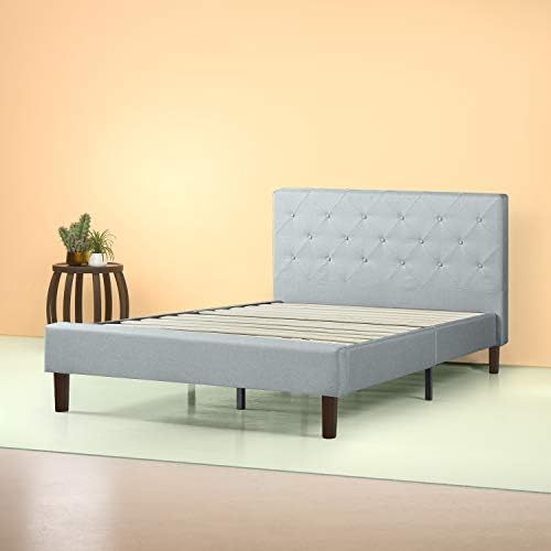 Zinus 6 Inch Ultima Memory Foam Mattress, Pressure Relieving, CertiPUR-US Certified, and Shalini Upholstered Platform Bed Frame, Mattress Foundation, Wood Slat Support, Light Grey, Full