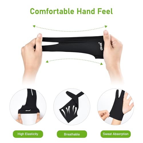 OTraki Artist Gloves for Graphic Tablets, 4 Pack Drawing Glove Left Right Hand Anti-fouling Art Glove for iPad Monitor Tablet Two Finger Drawing Gloves for Painting Paper Sketching (XL Size) - Image 4