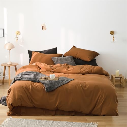 Luxlovery Pumpkin Color Comforter Set Queen Rust Comforter Bedding Set