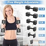 22LBS Adjustable Dumbbells Set, Hand Weights Sets with 5 Levels 3lb, 5lb, 7lb, 9lb, 11lb, Adjustable Weight Dumbbells for Women/Men Home Gym Full Body Workout - Image 2