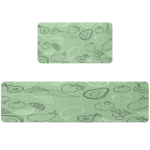 Alfombrillas de cocina antideslizantes VAPOKF verdes alfombras lavables absorbentes para hogar 2