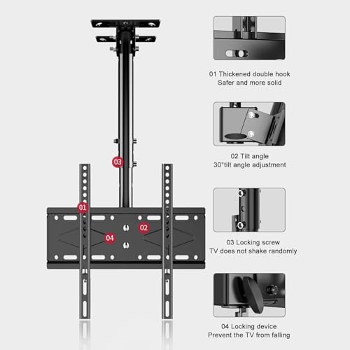 Support TV plafond rotatif pour éliminer les reflets sur écran 60 max - 5