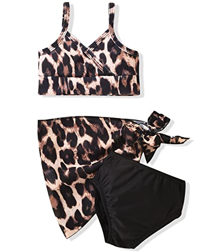 Toddler Girls Bikini Set Little Bathing Suit Swimwear Swimsuit Swimming Beach Wear With Sarongs Cover Ups Beach Skirt Leopard Cheetah 3-4T #TOP7