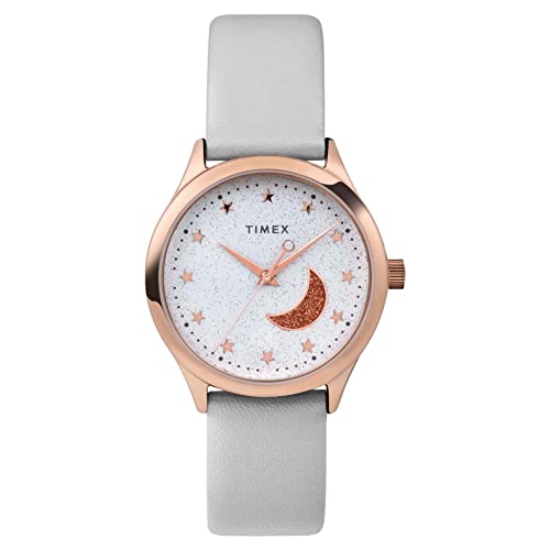 Timex TW2V49400 レディースドレスウォッチ, ホワイト, ストラップ