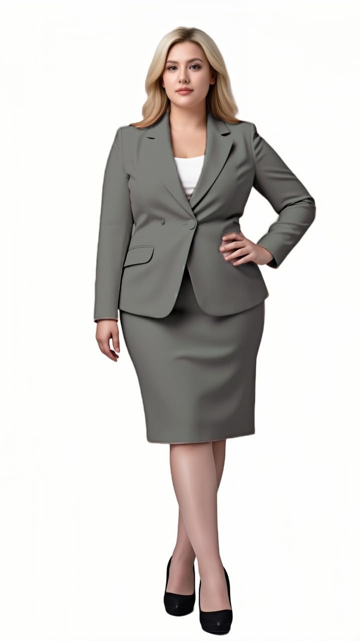 Womens Skirt Suits Plus Size 2 Piece Blazer Set Tuxedos Business Wedding Workout Outfits