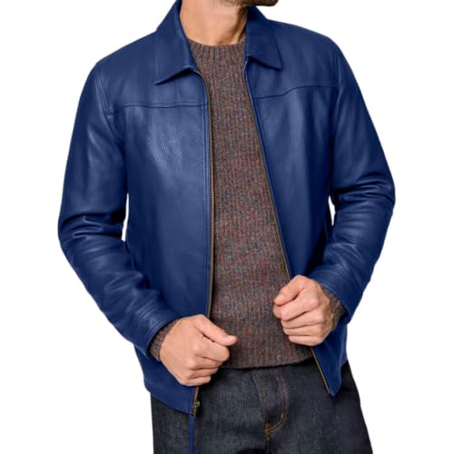 Image of Isaac & David Chicago Men's New Black /Brown Lambskin Leather Classic Open Bottom Jacket Motorcycle Vintage Racing Jacket