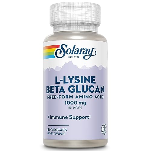 Image of SOLARAY L-Lysine with Beta Glucan 1000mg Capsules - L Lysine Supplement 1000 mg for Women & Men, Free Form Amino Acid, Immune Support for Adults - 60 Ct Veg Caps