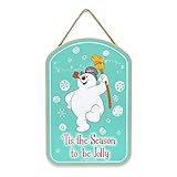 Frosty the Snowman 'Tis the Season to Be Jolly Hanging Wood Wall Decor - Fun Frosty Sign for Winter or Christmas Decorating