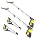 2 Pack - 32" Foldable Reacher Grabber Pickup Tool, Extender Gripper Tool, Long Handy Arm Assist Tool, Flexible Lightweight Mobility Aid Reaching Claw Trash Garbage Picker (Yellow+Yellow)