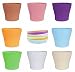 Solofish 5" Medium Size Plastic Flower Seedlings Nursery Pot Planter Flower Pot with Pallet 8 Colors, All