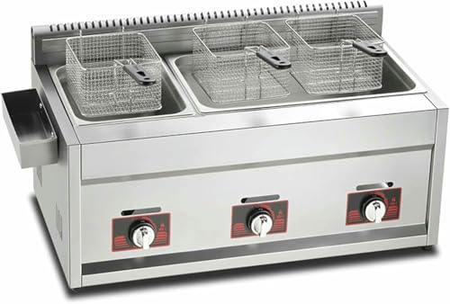 Friteuse à gaz 33L en acier inoxydable avec 2 paniers pour comptoir