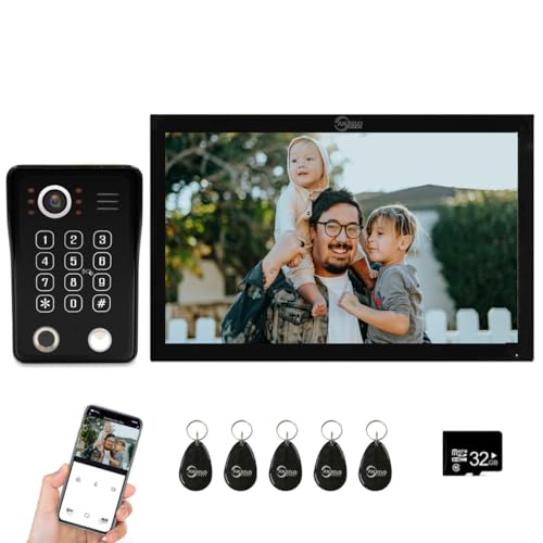 Interphone vidéo filaire pour appartement, sonnette vidéo 1080p avec moniteur tactile de 25,4 cm, prend en charge les empreintes digitales, les cartes RFID et le déverrouillage par mot de passe