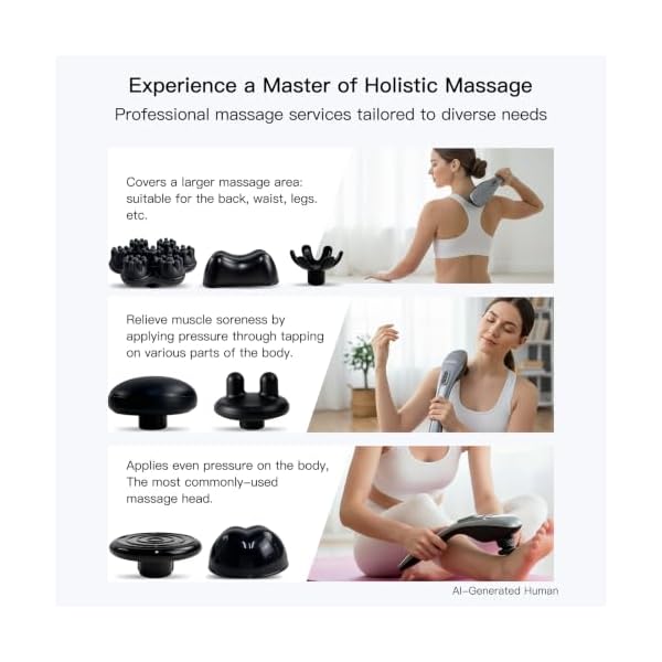 MEGAWISE Cordless Back Massager, 5 Speed Handheld Massager for Body - Image 4