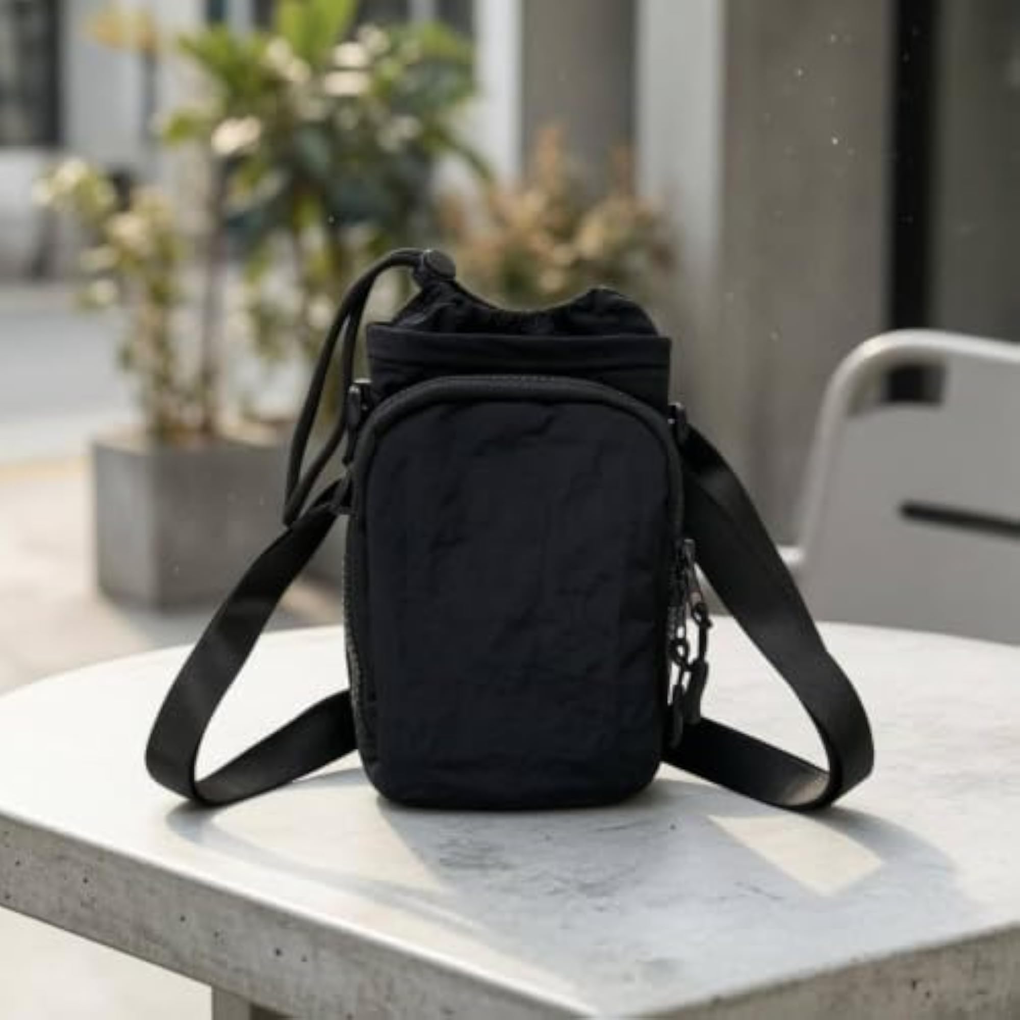 Textured Lightweight Zip Pocket Crossbody Bag