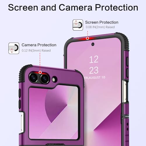 Image of BENTOBEN for Samsung Galaxy Z Flip 6 5G Case with Ring, Heavy Duty 2 in 1 Full Body Rugged Galaxy Z Flip6 Case Girls Women Boy Men Shockproof Protection Cover for Samsung Z Flip 6 6.7 inch,Deep Purple