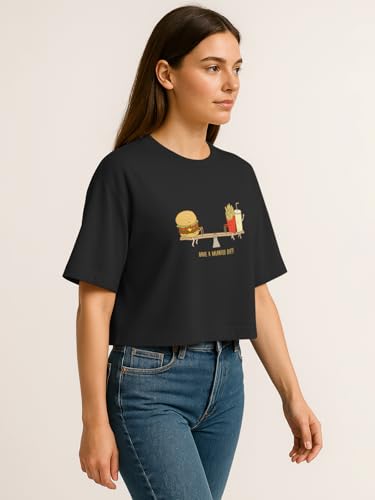Image of HELLCAT Beige Printed Loose Fit Crew-Neck Crop T-Shirt for Women