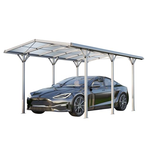 GFP Carport 2,85x5,05m Abri de Voiture en Aluminium Abri de Voiture Individuel avec gouttière