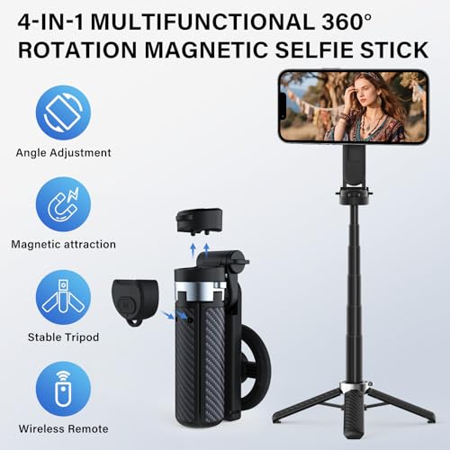 Palo selfie magnético 4 en 1 con mando inalámbrico para Android 4