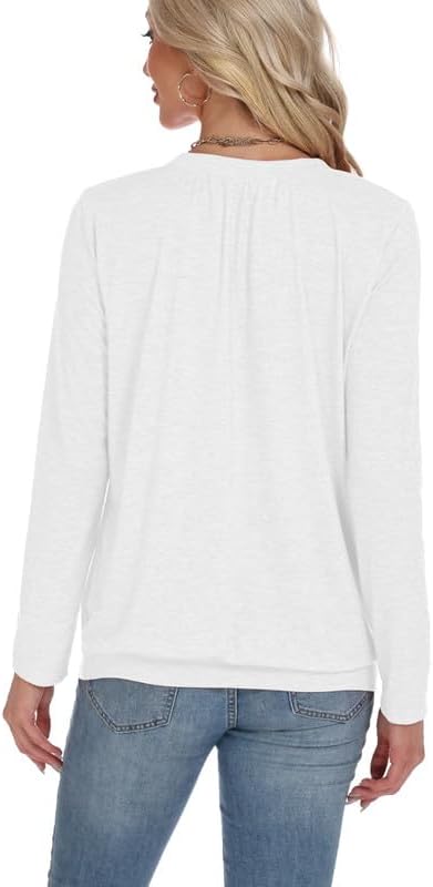 2 Pack Women Tops Long Sleeve Shirts V Neck Loose Fit Soft Casual Solid Color T-Shirts Fall Clothing - Image 5