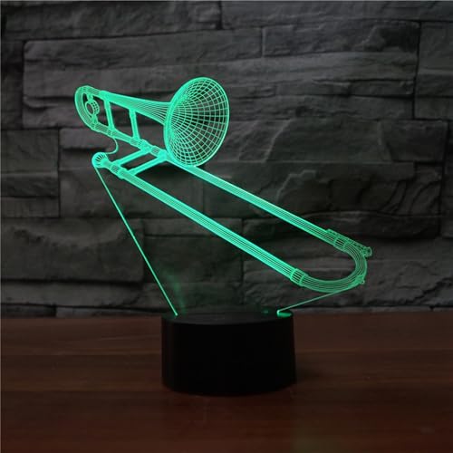 Lámpara de Mesa Ilusión 3D Trombone con Control Remoto miniatura 2