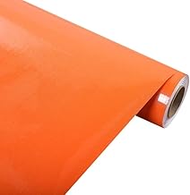 CREON Orange Glossy Self Adhesive Vinyl Wallpaper, Peel and Stick Waterproof Wallpaper for Home Kitchen, Countertop, Cabinet, Furniture, Wardrobe and Desktop Wallpaper 30x127 CM