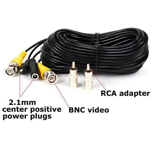 VideoSecu 150ft HD Video Power Security Camera Cable Pre-Made All-in-One BNC Extension Wire Cord with BNC RCA Connectors for 720P 960P 960H CCTV Surveillance Camera DVR System CBHD150 B7L