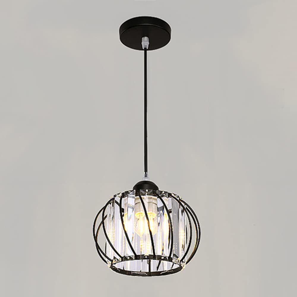 Mengjay Modern Crystal Ceiling Light Fixture- Industrial Mini Semi Flush Mount Ceiling Lighting LED Crystal Chandeliers Fitting for Kitchen Hallway Dining Rooms Living Room (B-Black)