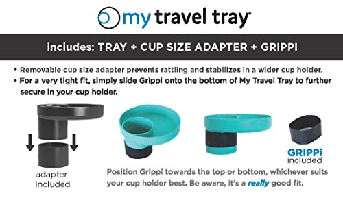 Image of My Travel Tray Round, USA made. Convert Existing Cup Holder to Tray and Cup Holder for Kids Car Seat, Booster, Stroller, Golf Cart and More! Beige