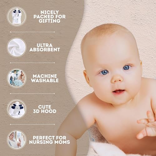 Image of Mother's Choice Baby Towels 100% Cotton Giraffe Hooded Design, Large Ultra-Soft Absorbent Hooded Bath Towel for Newborn, Gender Neutral (Giraffe)