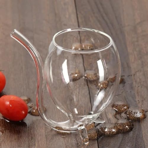 Taça de Vidro com Canudo Embutido para Drinks Bebidas 300ml