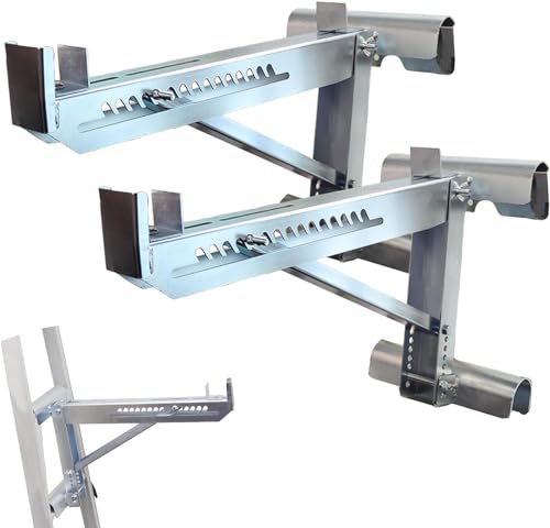 Yzzwer Ladder Jacks Bracket Extension - Adjustable Extension Scaffold Ladder Jack 2 Pack for Working 20 inch Stage Silver