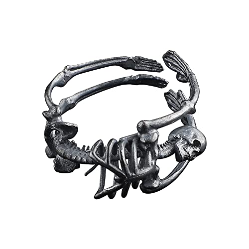 Image of Skull Ring 925 Sterling Silver Handcrafted Gothic Rock Punk Diablo Vintage Cocktail Party Biker Retro [Skeleton 60028] - Antique